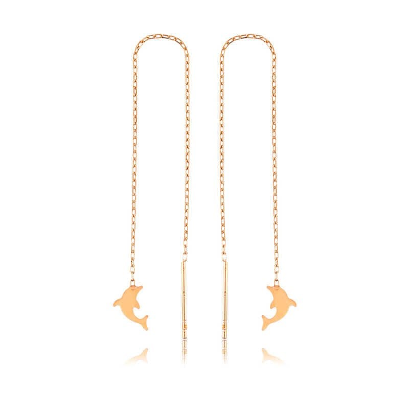 Gümüş Zincirli Yunus Balığı Küpe