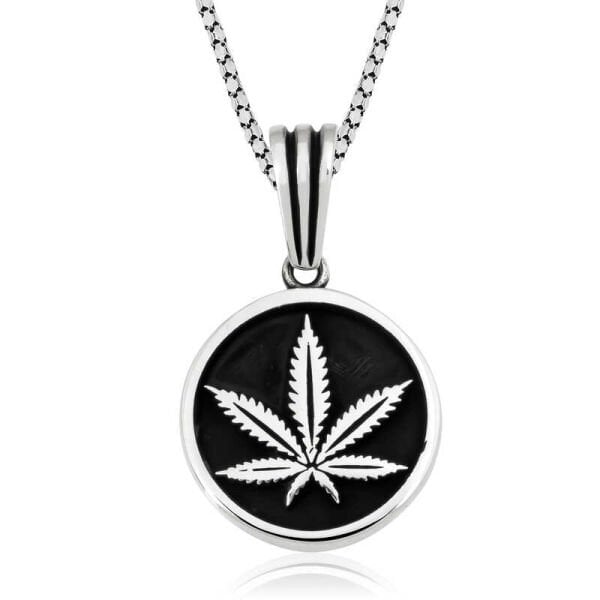 Gümüş Kenevir Yaprağı Kolye