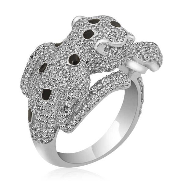 Gümüş Kaplan Figürlü Bayan Yüzük