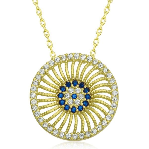 Gümüş Gold Nazar Kadın Kolye