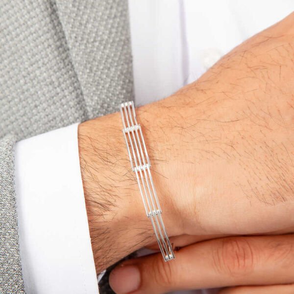 Gümüş Parçalı Erkek Bileklik