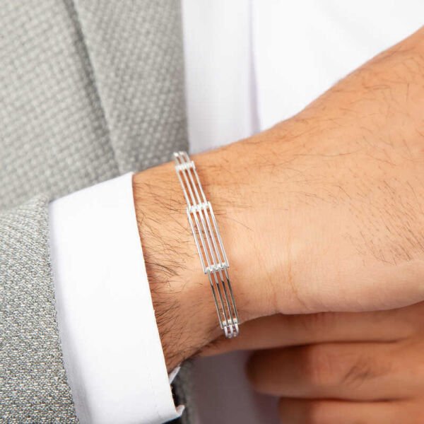 Gümüş Parçalı Erkek Bileklik