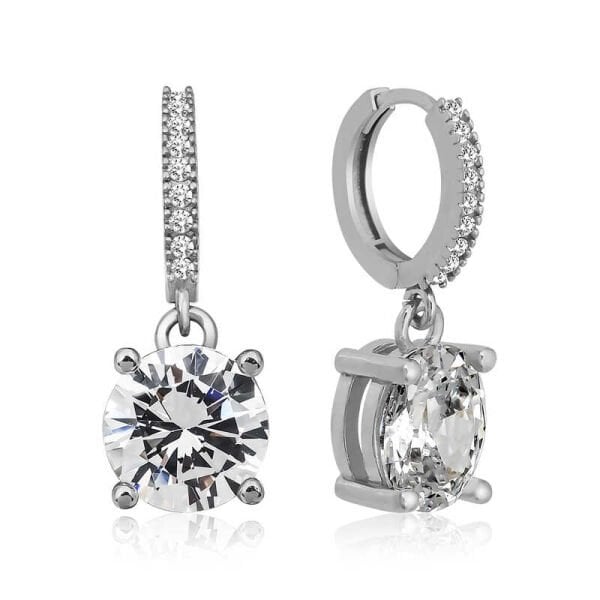 Gümüş Halka Tek Taş Küpe