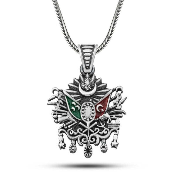 Gümüş Osmanlı Devlet Armalı Erkek Kolye