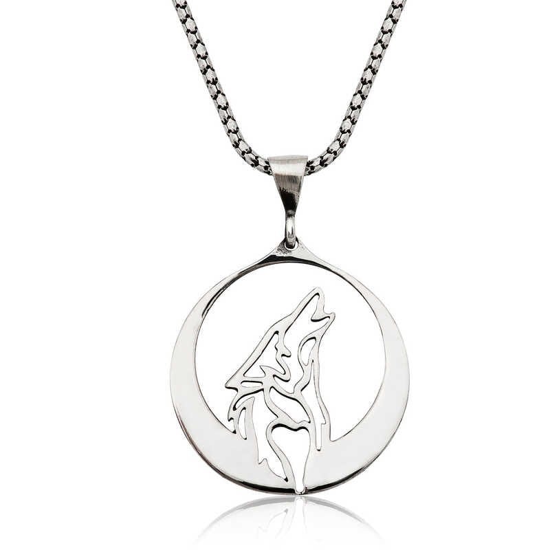 Gümüş Bozkurt Kolye