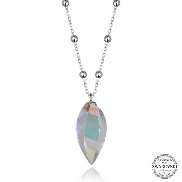 Crystal Taşlı Top Zincir Gümüş Kadın Kolye