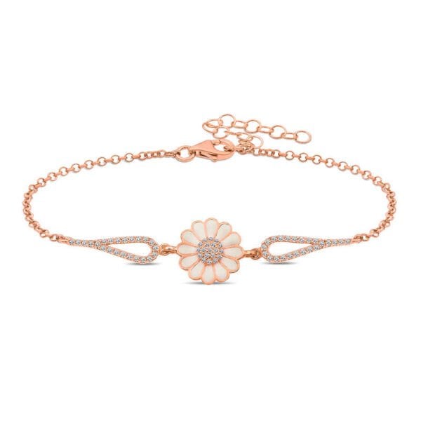 Gümüş Rose Papatya Kadın Bileklik