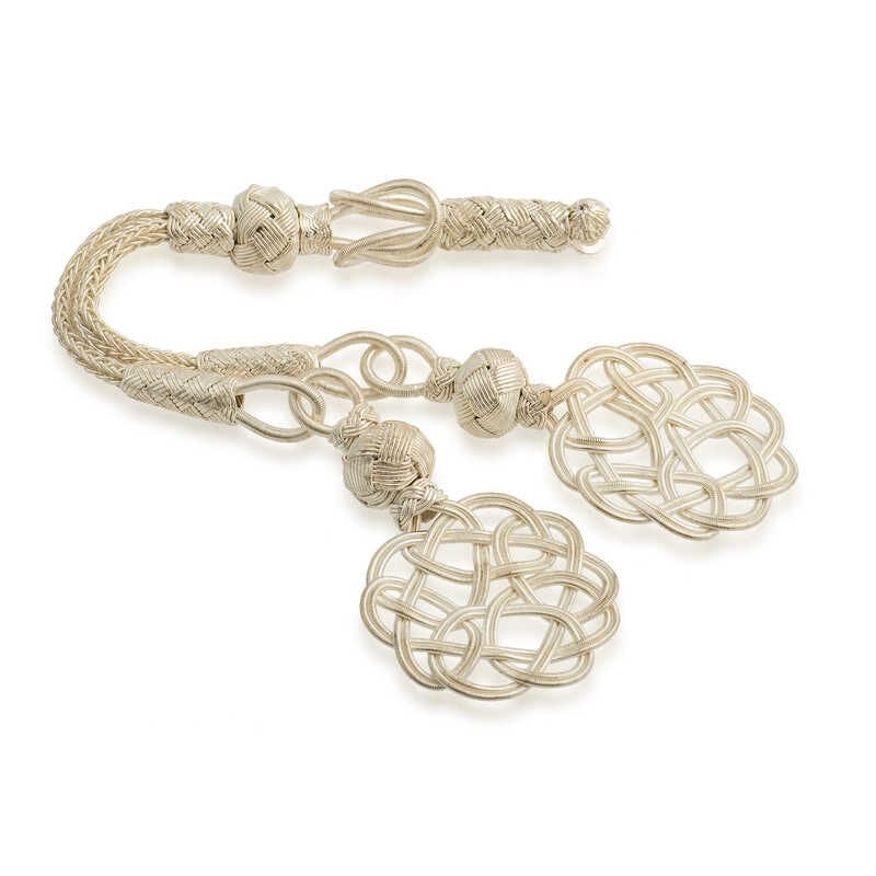 Gümüş Trabzon Örmesi Çift Başlı Kazaz Tesbih Püskülü