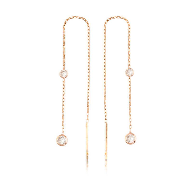 Gümüş Zincirli Beyaz Taşlı Küpe