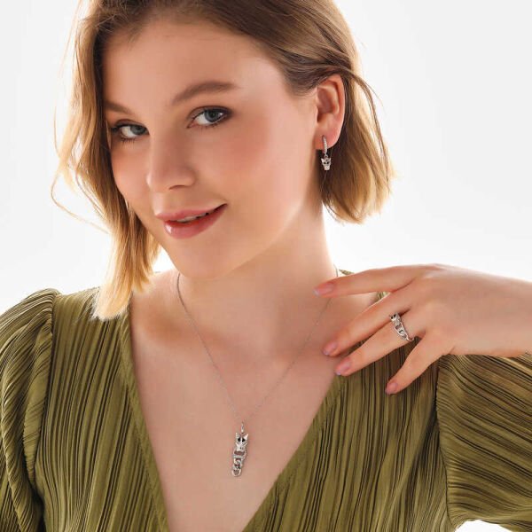 Gümüş Kaplan Figürlü Kadın Set