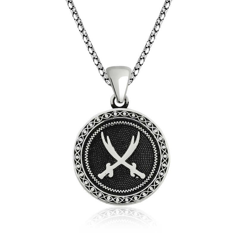 Gümüş Zülfikar Kılıcı Desenli Kolye