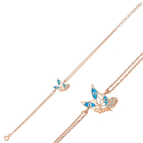 Gümüş Rose Kelebek Kadın Bileklik