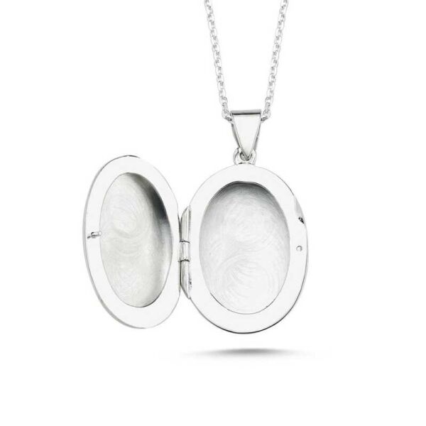 Gümüş Kapaklı Madalyon Kadın Kolye