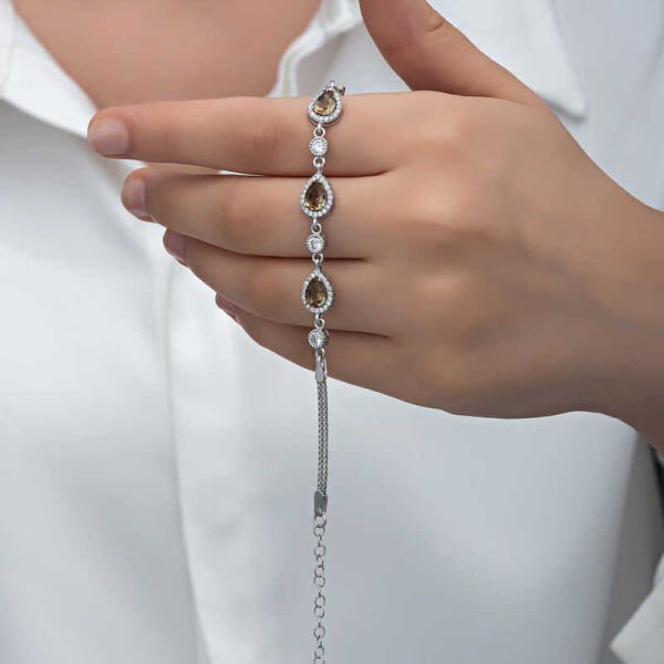 Gümüş Damla Zultanit Taşlı Kadın Bileklik