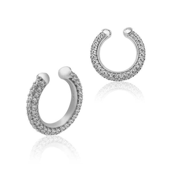 Gümüş Taşlı Halka Kıkırdak Küpe