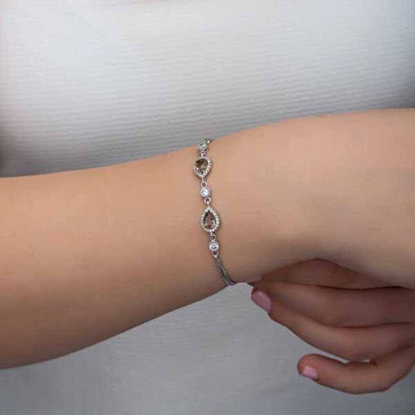 Gümüş Damla Zultanit Taşlı Kadın Bileklik