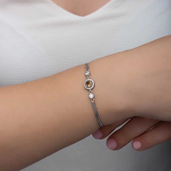Gümüş Yuvarlak Zultanit Taşlı Kadın Bileklik