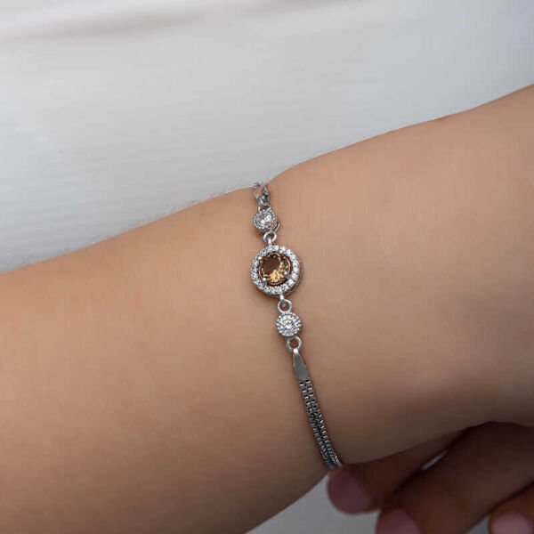 Gümüş Yuvarlak Zultanit Taşlı Kadın Bileklik