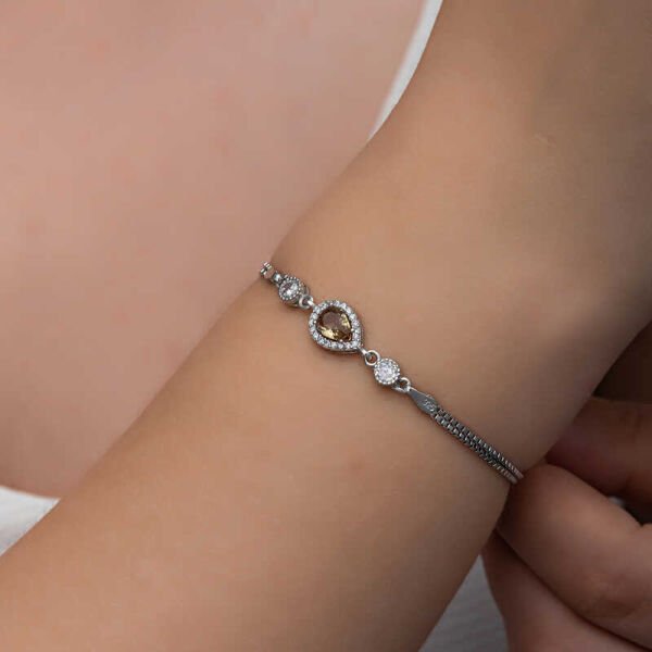 Gümüş Damla Zultanit Taşlı Kadın Bileklik