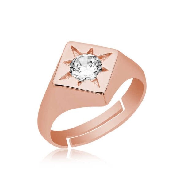 Gümüş Ayarlanabilir Rose Kutup Yıldızı Şovalye Yüzük