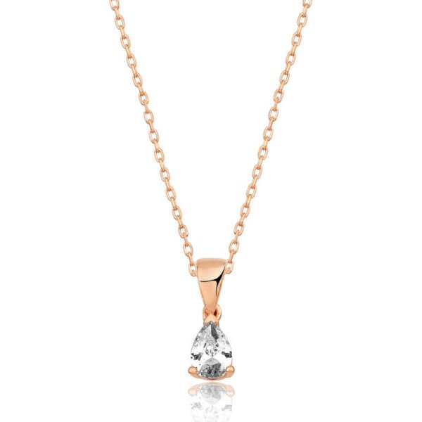 Gümüş Rose Damla Taş Kolye