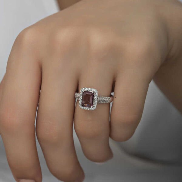 Gümüş Mor Baget Taşlı Kadın Yüzük