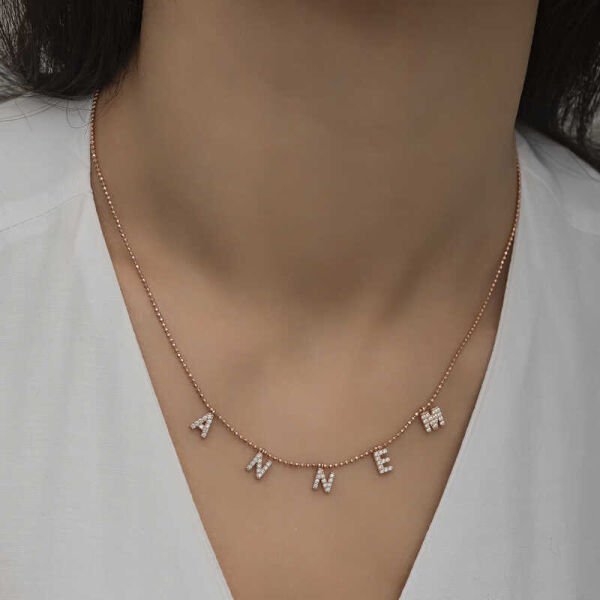 Gümüş Rose Annem Yazılı Bayan Kolye