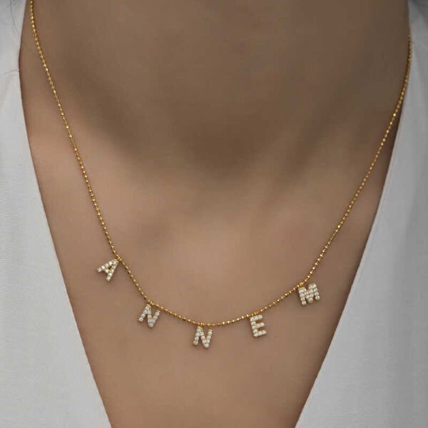 Gümüş Gold Annem Yazılı Bayan Kolye