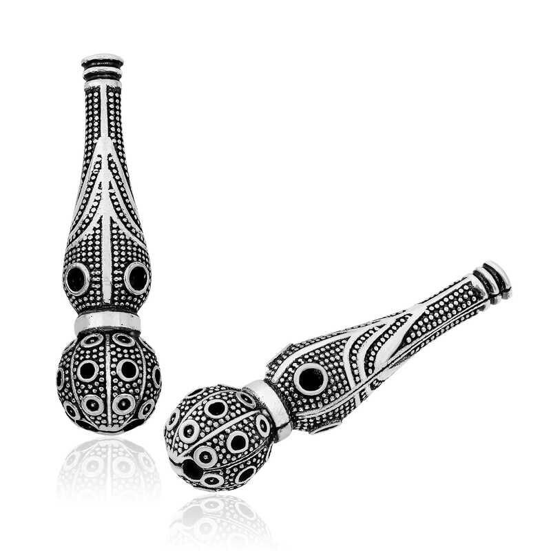 Gümüş Nokta İşlemeli Desenli Tesbih İmamesi