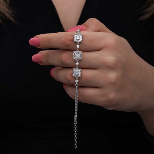 Gümüş Baget Taşlı Kadın Bileklik