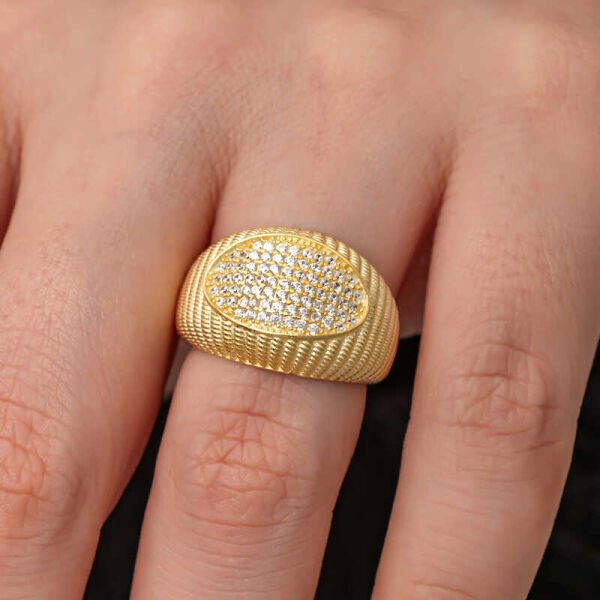 Gümüş Gold Zirkon Taşlı Kadın Yüzük