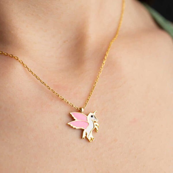 Gümüş Gold Kanatlı At Kolye