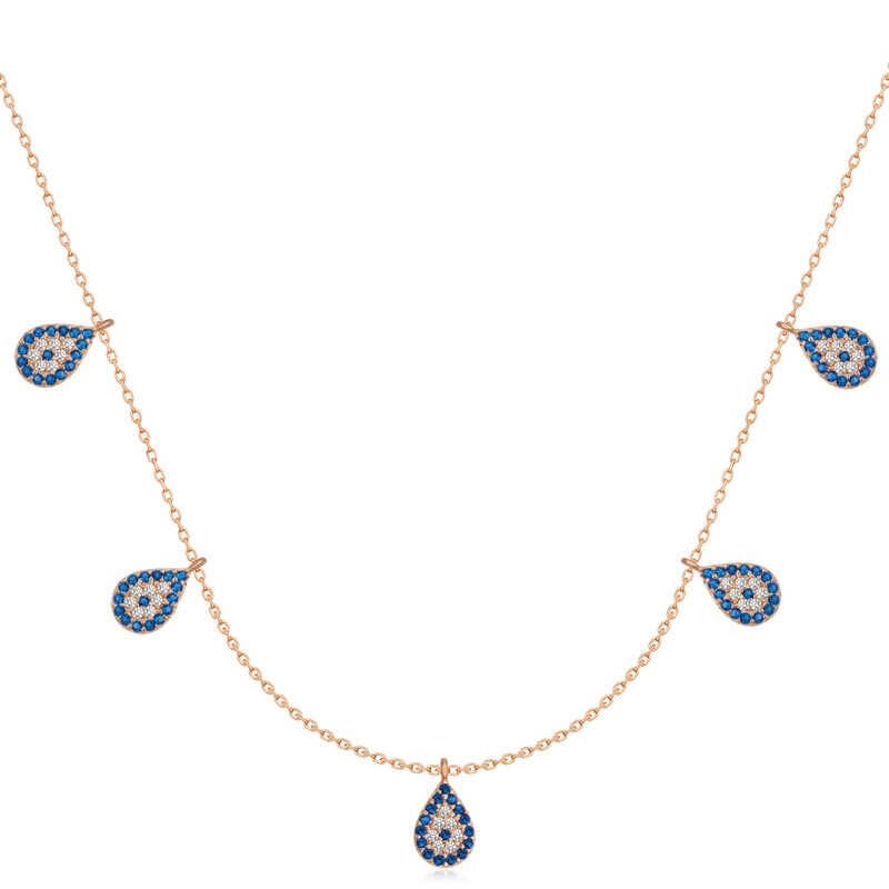 Gümüş Rose Nazarlı Şans Kadın Kolye