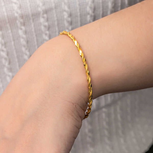 Gümüş Gold İkili Burgu Kadın Bilezik