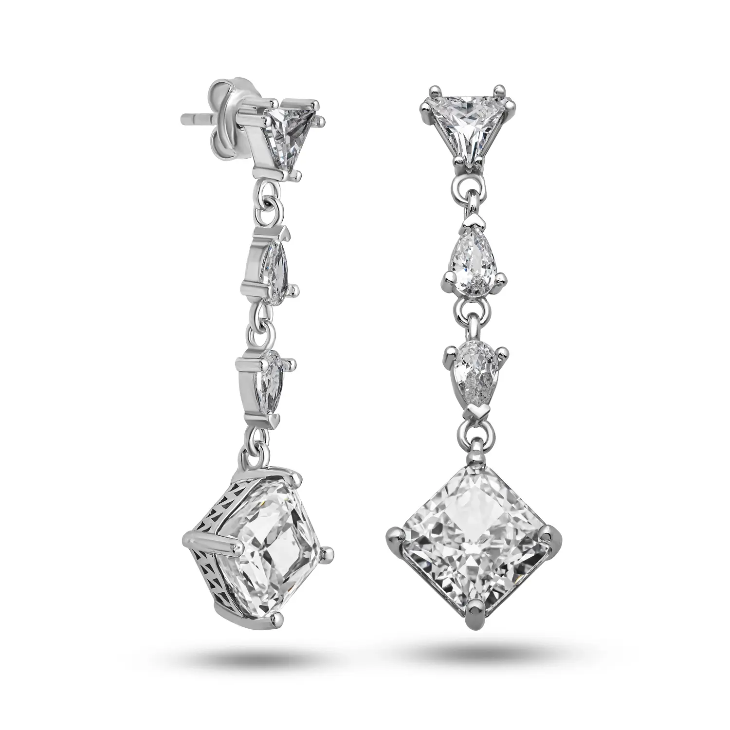 Gümüş Ice Cut Zirkon Taşlı Işıltılı Kadın Küpe