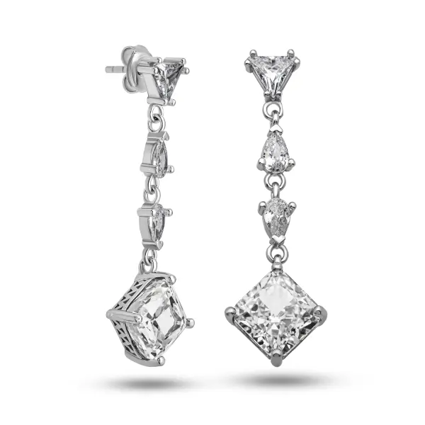 Gümüş Ice Cut Zirkon Taşlı Işıltılı Kadın Küpe