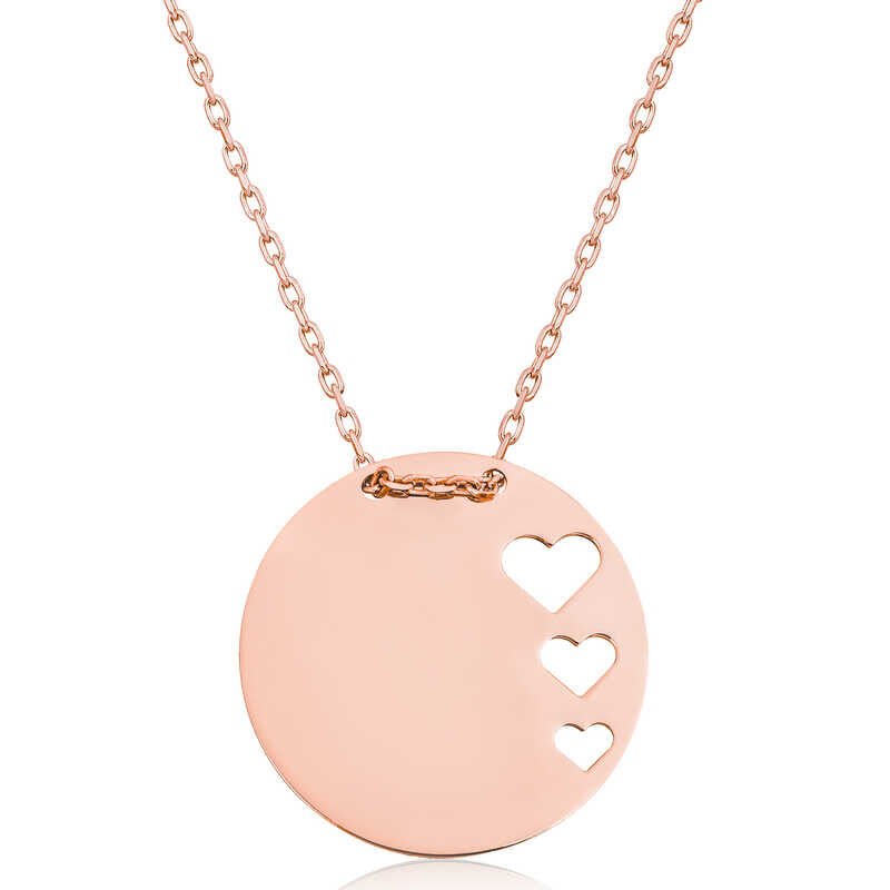 Gümüş Rose Çember Kalp Kadın Kolye