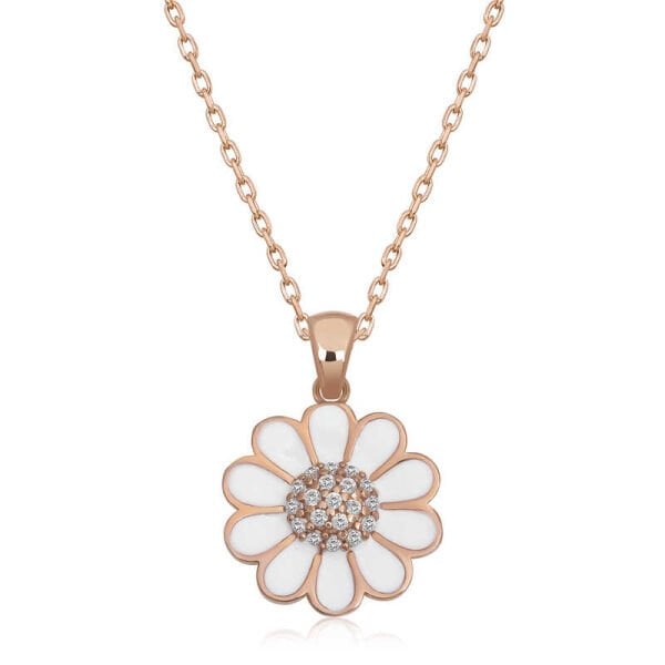 Gümüş Rose Papatya Kadın Kolye