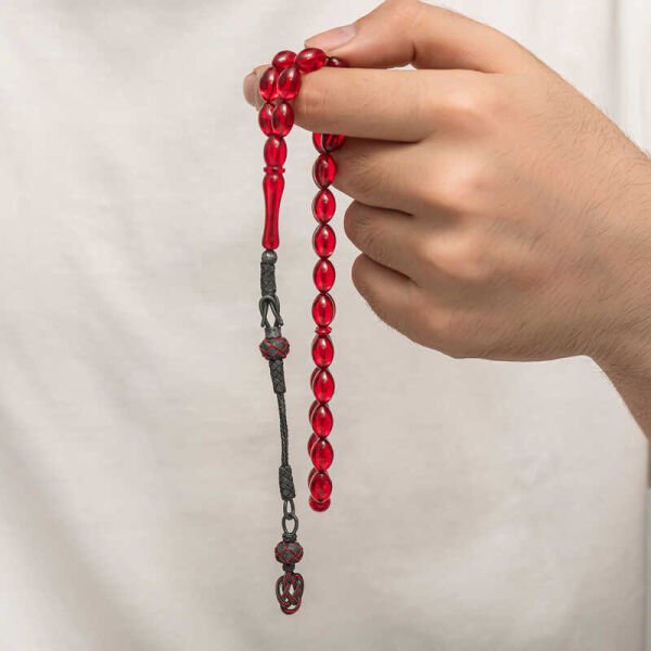 Gümüş Kazaz Püsküllü Sıkma Kehribar Tesbih