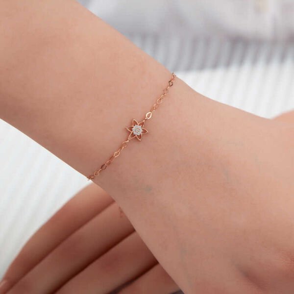 Gümüş Rose Çiçek Kadın Bileklik