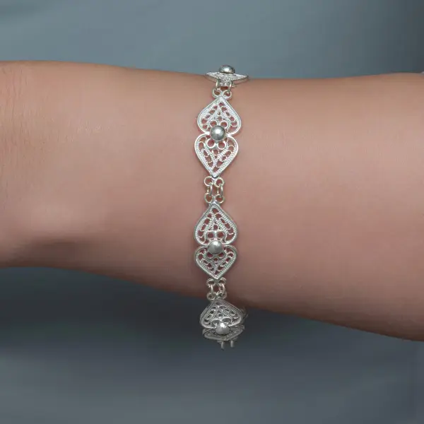 Gümüş Motif Esintisi Telkari Kadın Bileklik