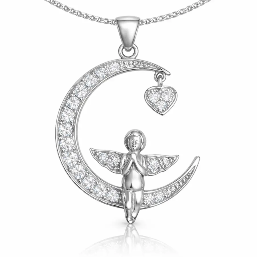 Gümüş Hilal Melek Kadın Kolye