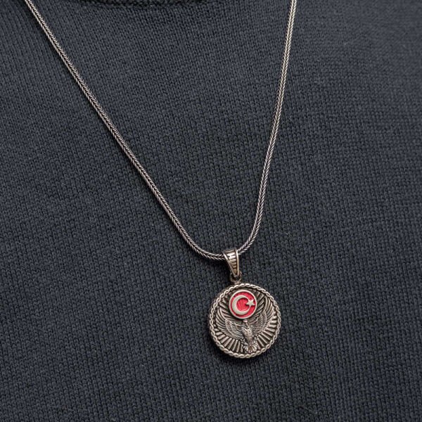 Gümüş Ayyıldız Kartal Erkek Kolye