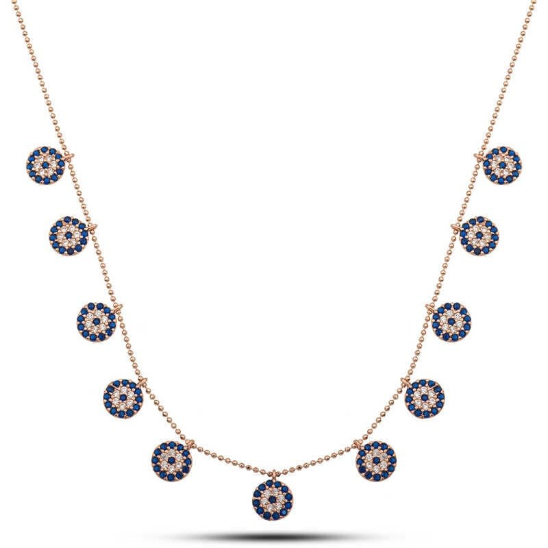 Gümüş Rose Nazarlı Şans Kadın Kolye