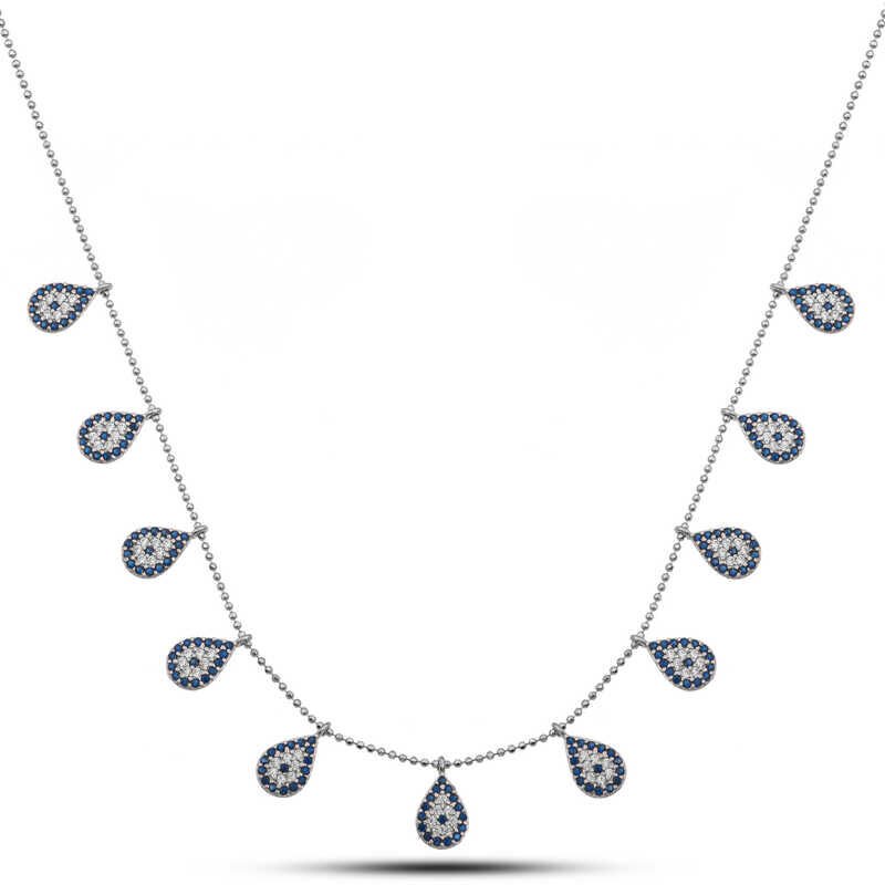 Gümüş Damla Nazarlı Şans Kadın Kolye