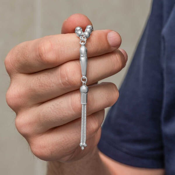 Gümüş Yuvarlak Küçük Boy Erkek Tesbih