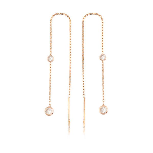 Gümüş Zincirli Beyaz Taşlı Küpe