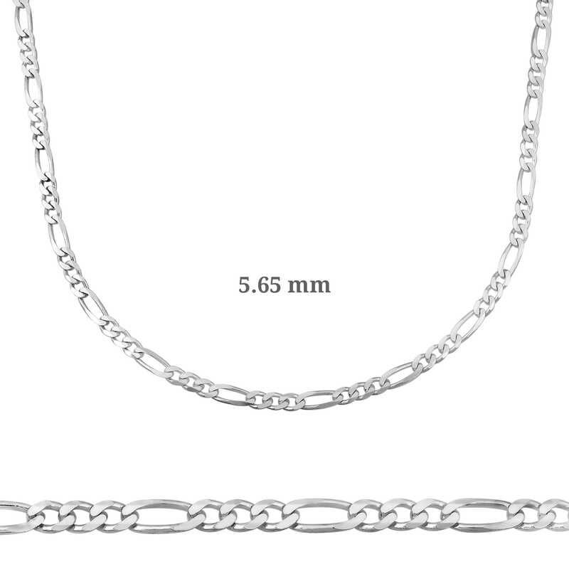 5.65 mm Gümüş Figaro Zincir - 160 mikron
