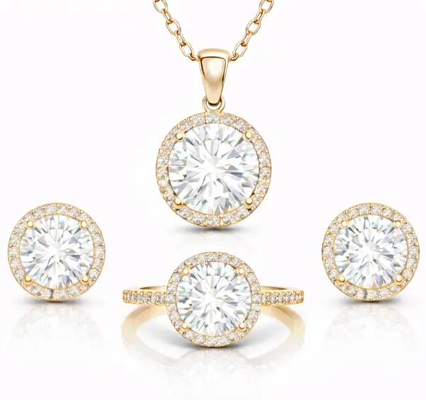 Gümüş Gold Yuvarlak Montür Tek Taş Kadın Set