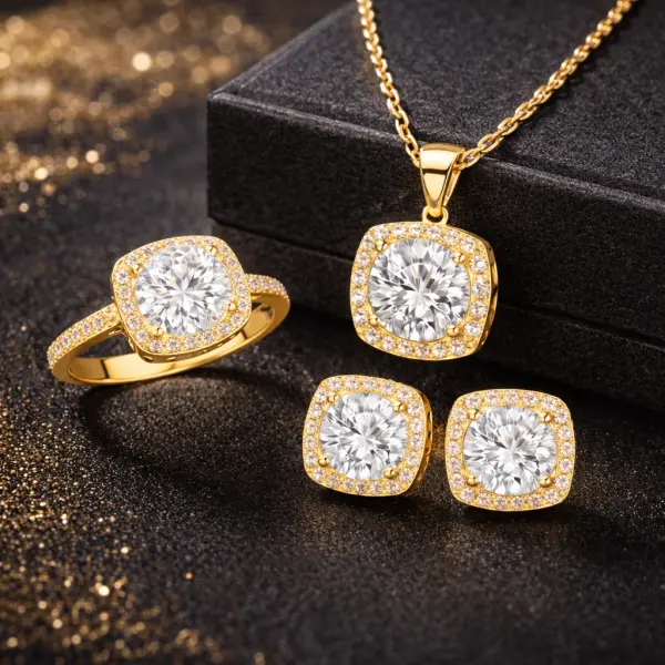 Gümüş Gold Kare Montür Kadın Set